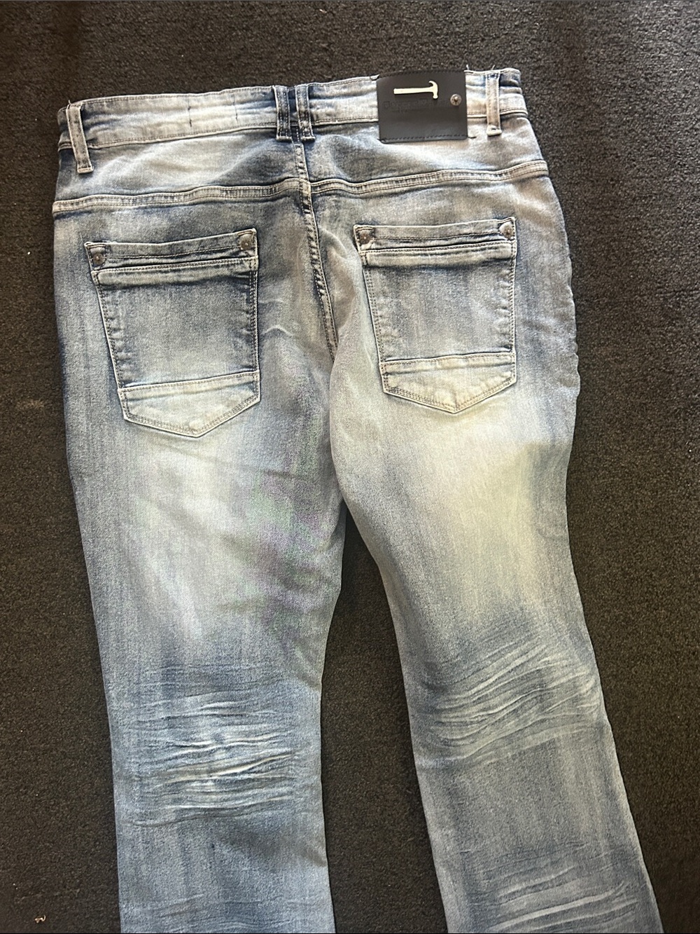 Men 36/36 Light Blue Distressed Flare Jeans 070726 - Picture 6 of 7